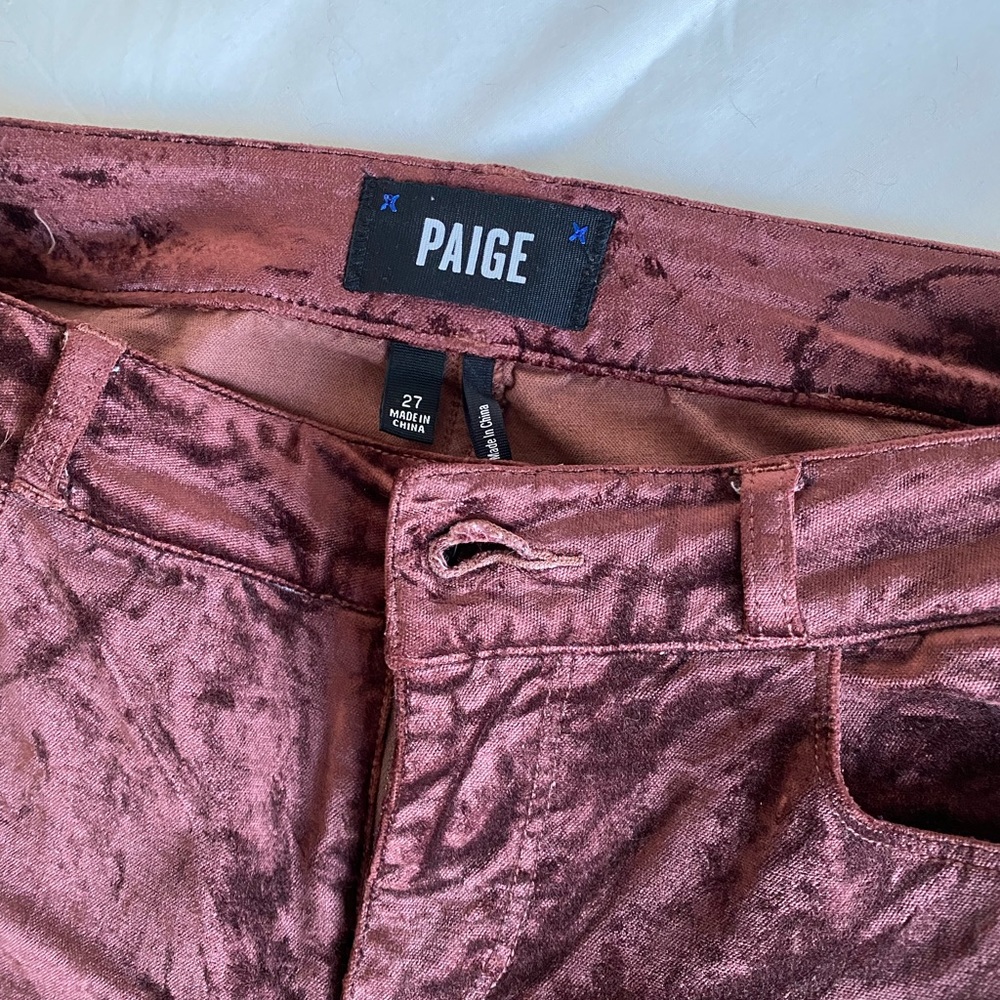 PAIGE Old Rose 🌹 Velvet skinny jeans